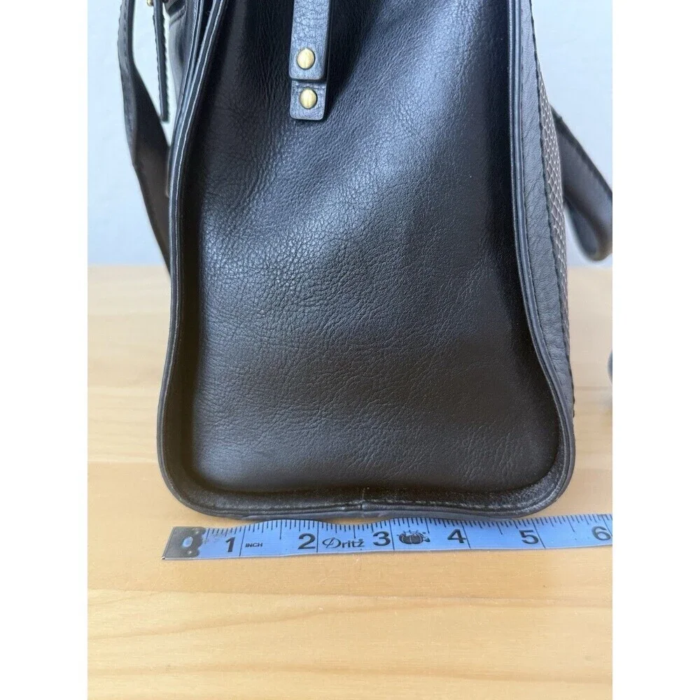 Fossil Vintage Legacy Black‎ Snake Embossed Leather Satchel Bag EUC Everyday